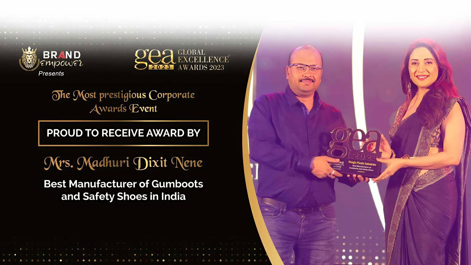 Mangla Plastic Industries Wins Global Excellence Awards 2023 for Best Manufacturer of Safety Shoes in Aligarh